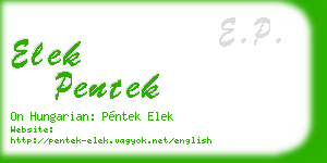elek pentek business card